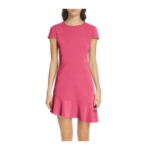 Alice + Olivia Hot Pink Barbie Ruffle Hem Asymmetrical Preppy Mini Dress Size 0